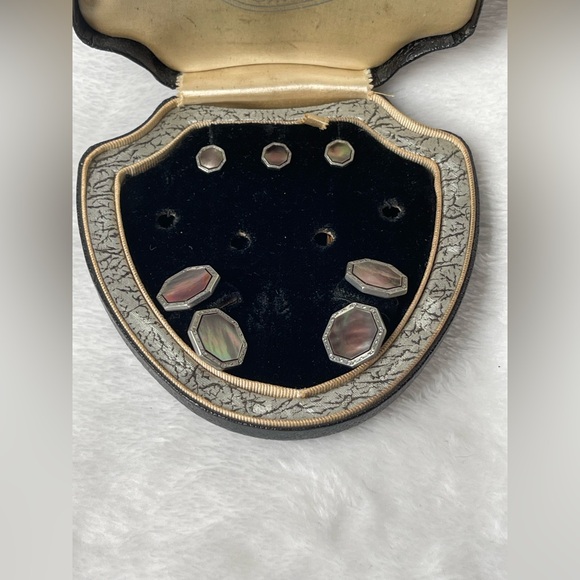 Antique Krementz men’s cufflink and buttons platinum and gold - Picture 3 of 11